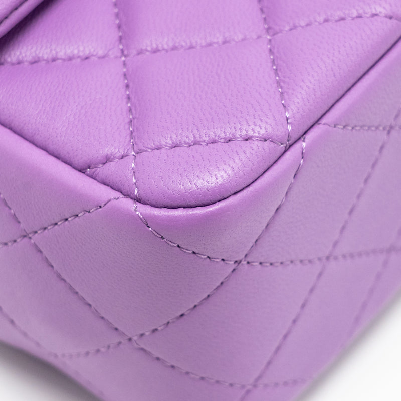 Chanel Mini Rectangular Flap Bag Lambskin Purple SHW