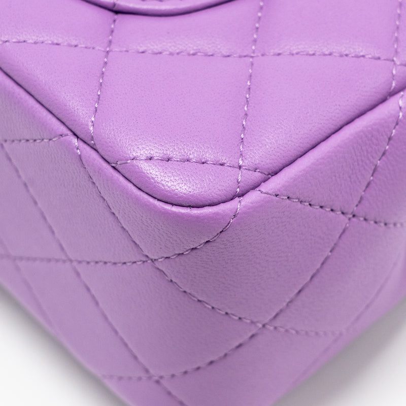 Chanel Mini Rectangular Flap Bag Lambskin Purple SHW