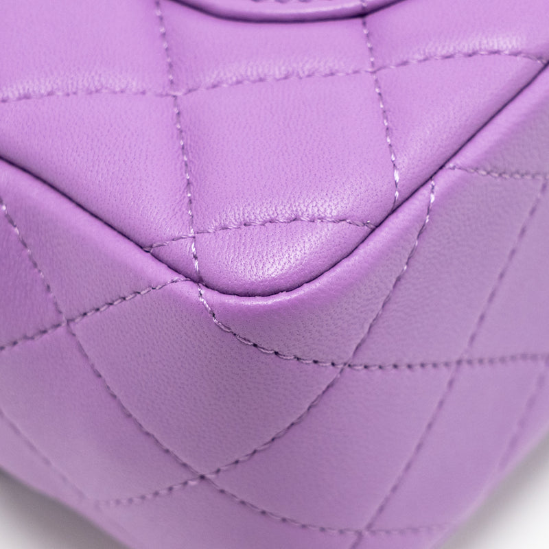 Chanel Mini Rectangular Flap Bag Lambskin Purple SHW