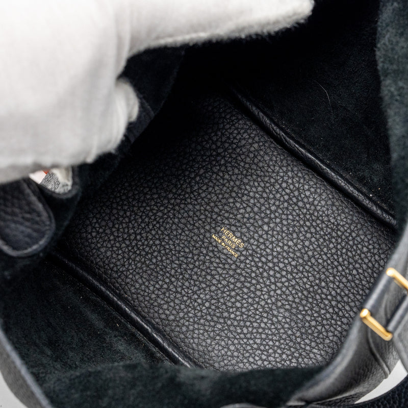 Hermes Picotin 18 Lock Bag Clemence Black GHW Stamp Y