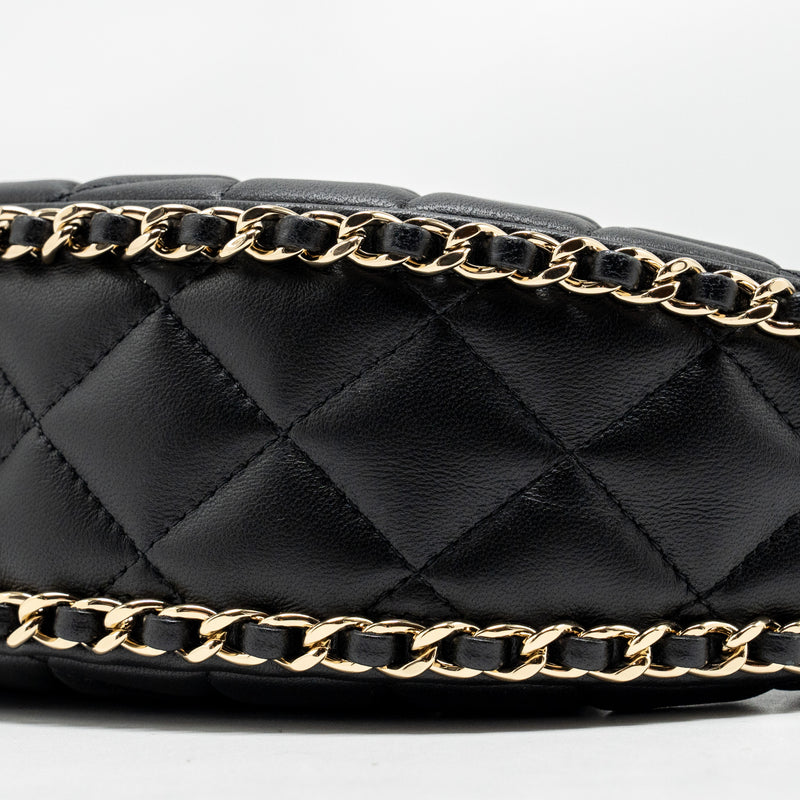 Chanel Small moon Hobo Bag Lambskin Black LGHW (Microchip)