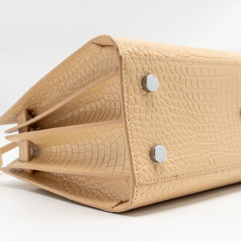 Saint Laurent Sac de Jour tote croc embossed calfskin beige SHW