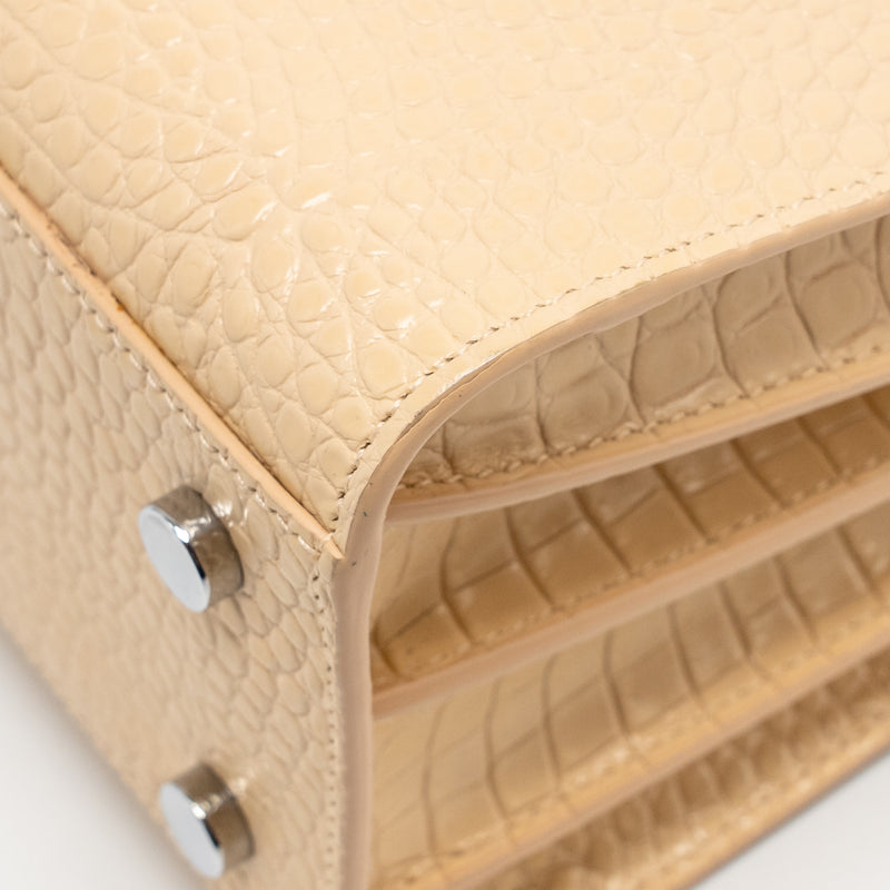 Saint Laurent Sac de Jour tote croc embossed calfskin beige SHW