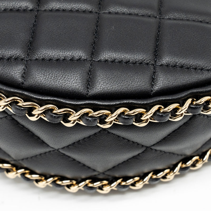 Chanel Small moon Hobo Bag Lambskin Black LGHW (Microchip)