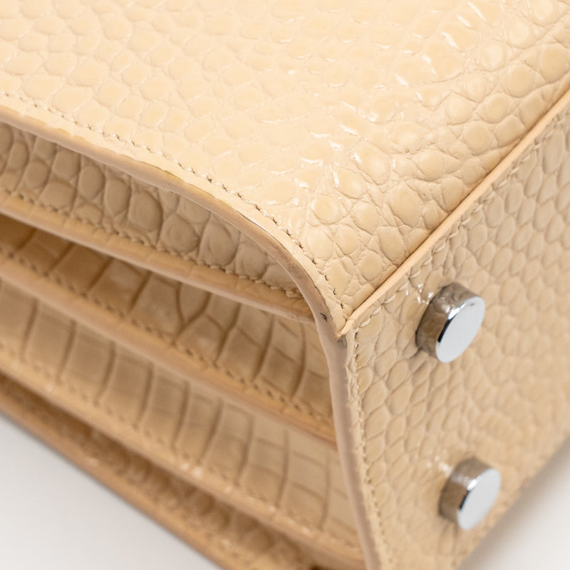 Saint Laurent Sac de Jour tote croc embossed calfskin beige SHW