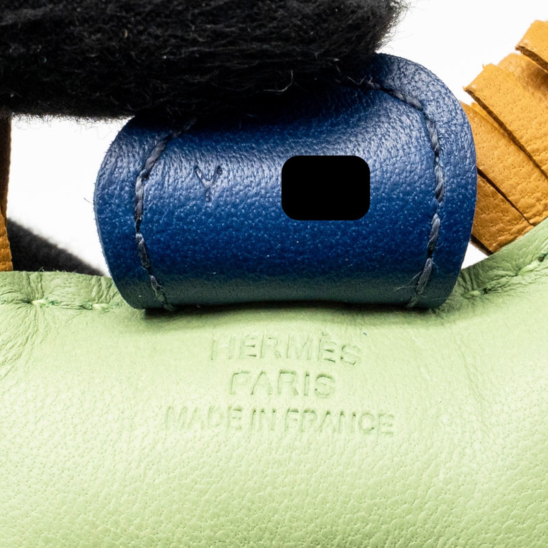 Hermes Rodeo Pm Bag Charm Vert Criquet/Sesame/Bleu Malte Stamp Y