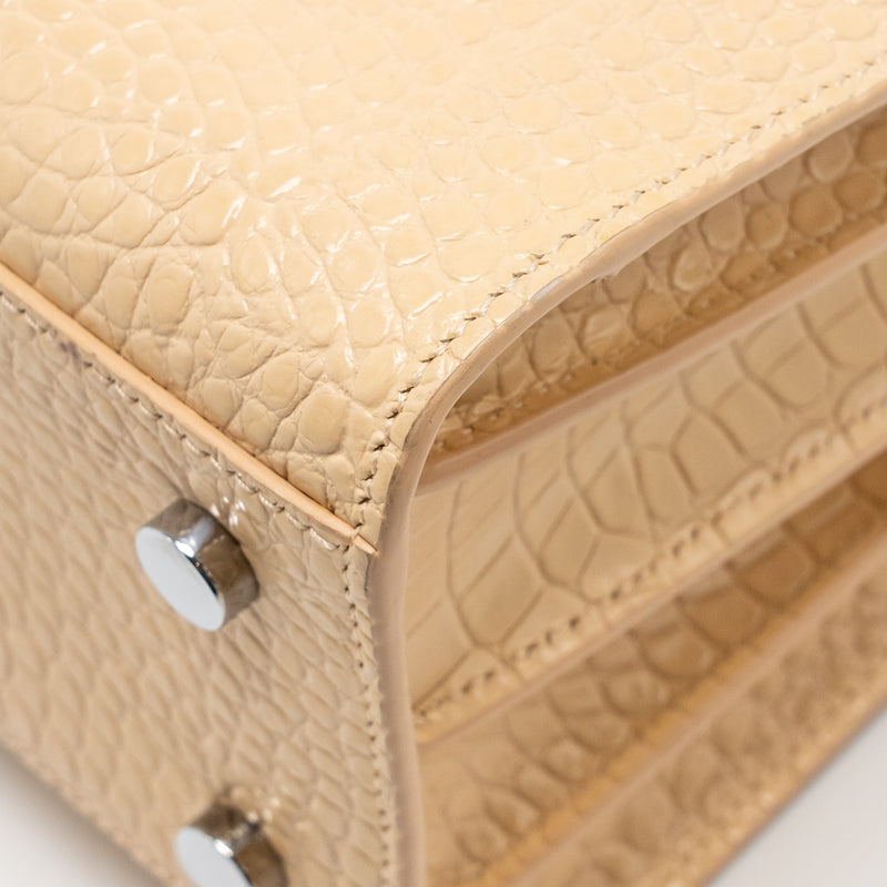 Saint Laurent Sac de Jour tote croc embossed calfskin beige SHW