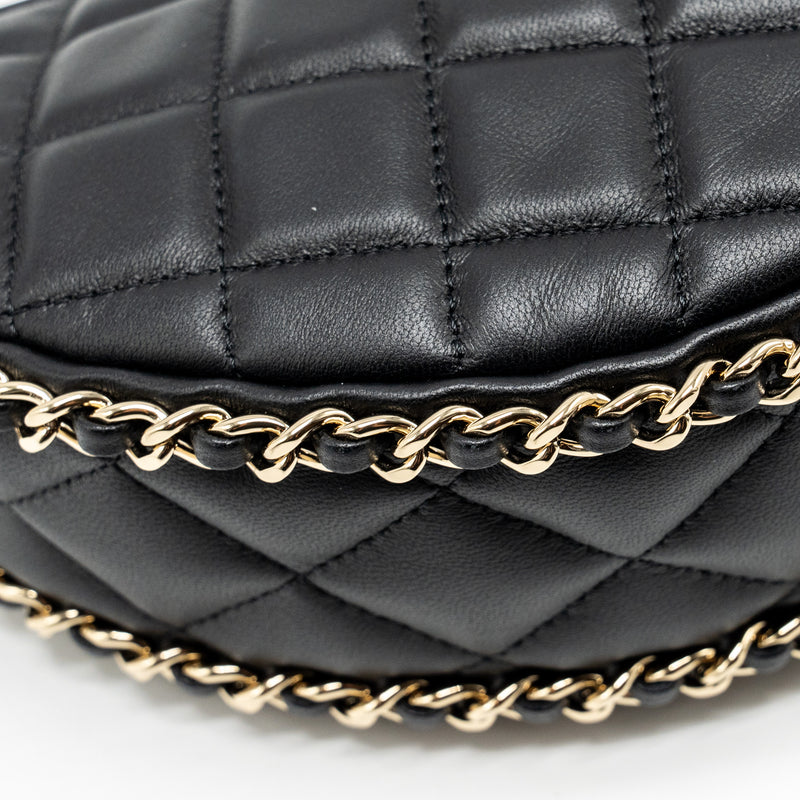 Chanel Small moon Hobo Bag Lambskin Black LGHW (Microchip)