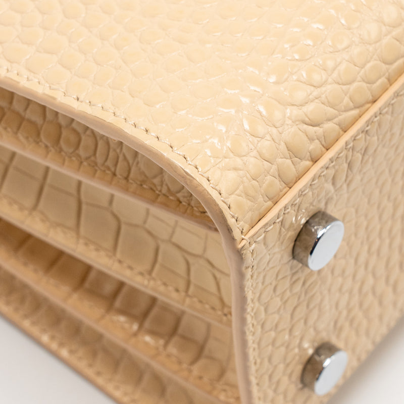 Saint Laurent Sac de Jour tote croc embossed calfskin beige SHW
