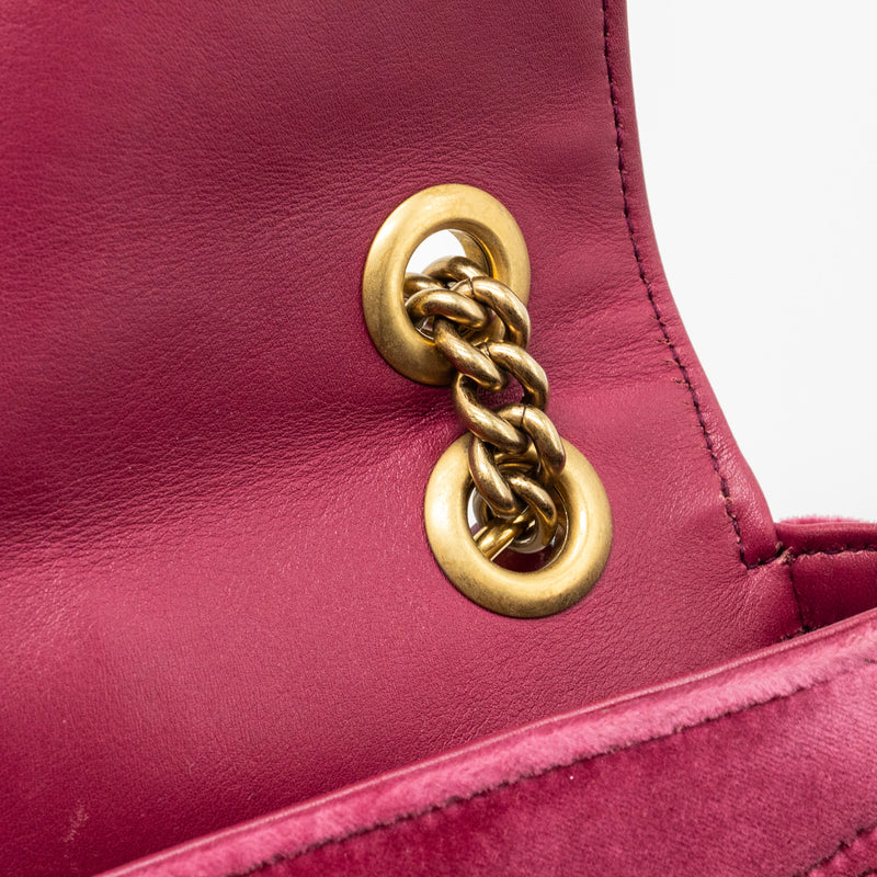 Gucci Mini GG Marmont Shoulder Bag Velvet Pink GHW
