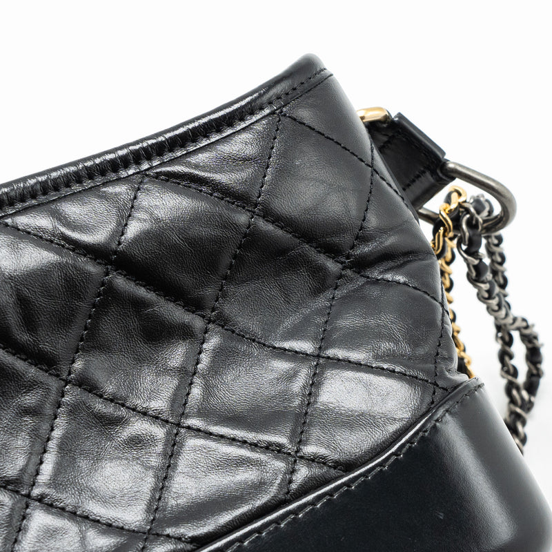 Chanel Small Gabrielle Hobo Bag Aged Calfskin Black Multicolour Hardware