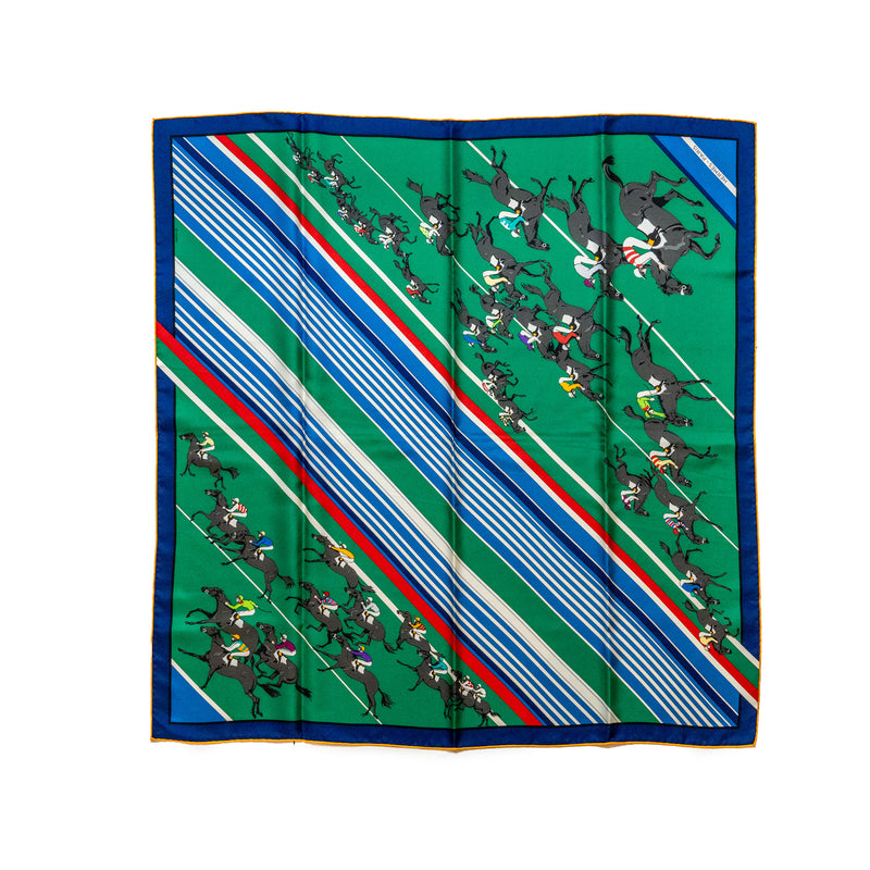 Hermes 90cm silk scarf multicolour green / blue/ red