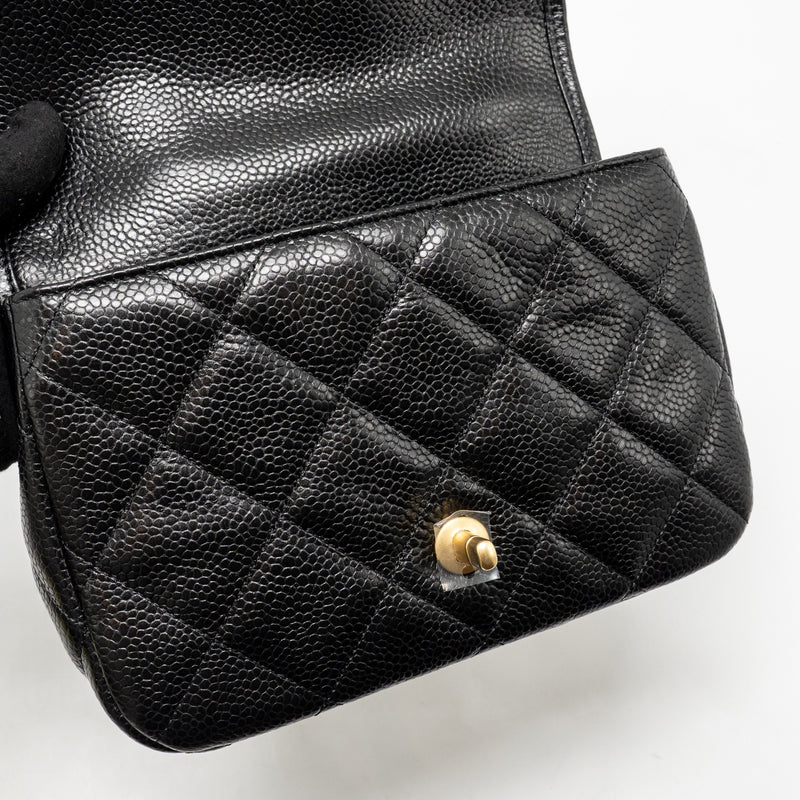 Chanel Top Handle Quilted CC Flap Bag Grained Shiny Calfskin Black GHW (Microchip)