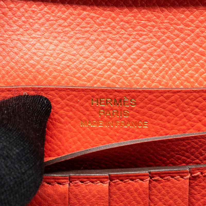 Hermes bearn compact wallet epsom rose Jaipur GHW stamp A