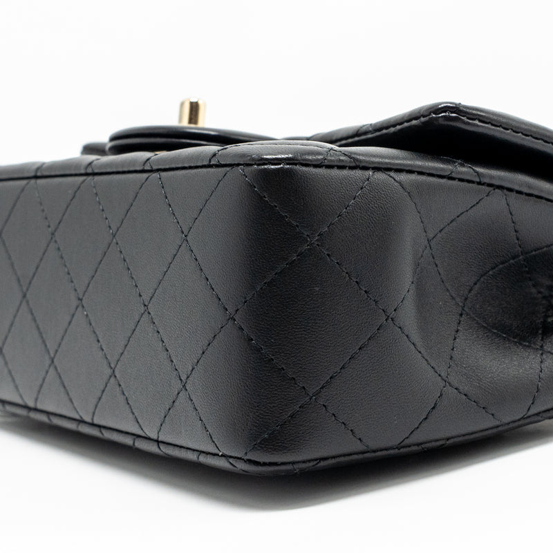 Chanel Top Handle Mini Rectangular Flap Bag Lambskin Black LGHW (microchip)