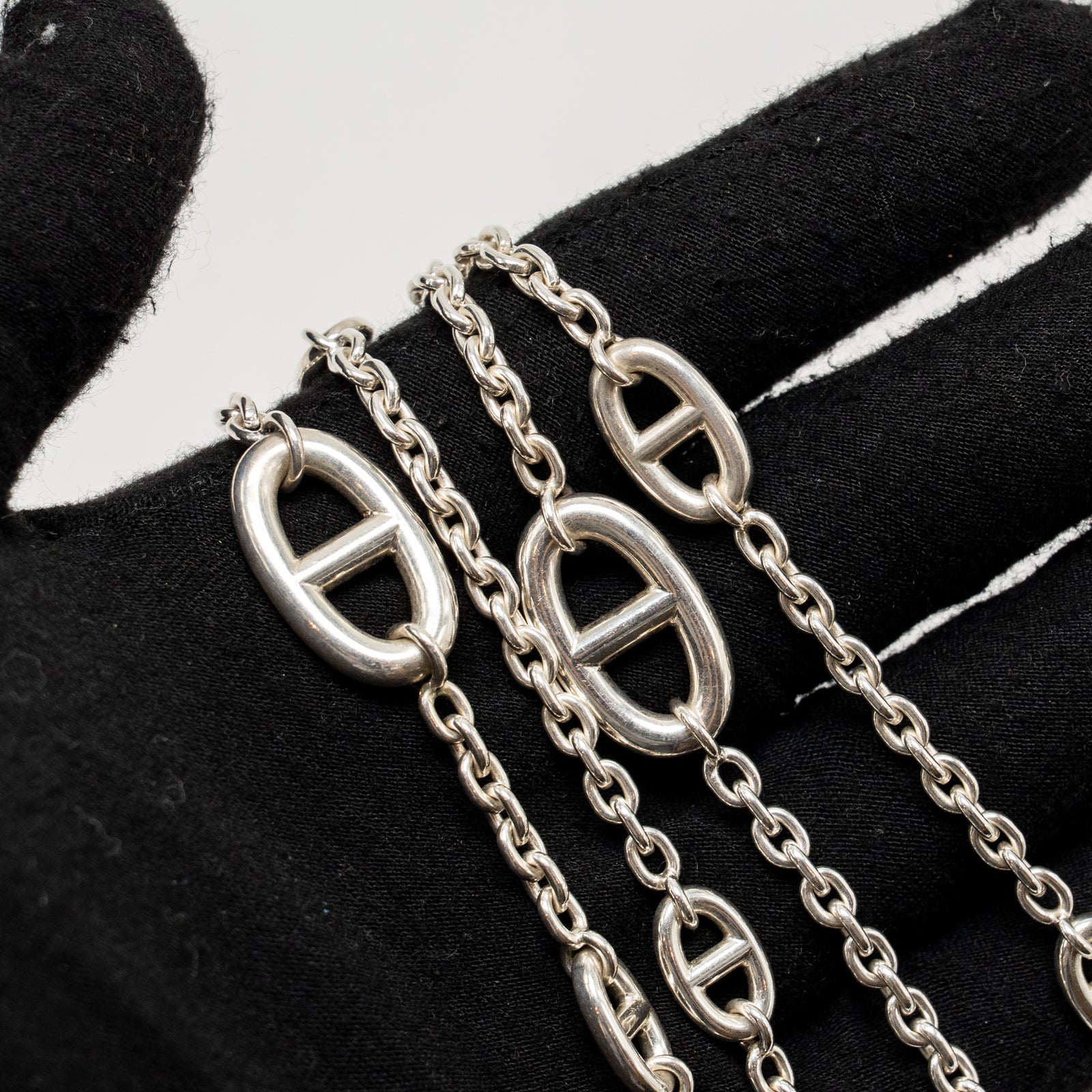 Hermes 120cm Farandole long Necklace Silver Tone