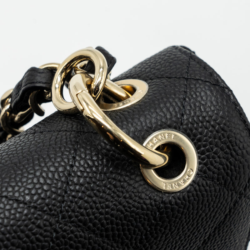 CHANEL FLAP BAG WITH CHAINS HANDLE Quilted CALFSKIN BLACK GHW