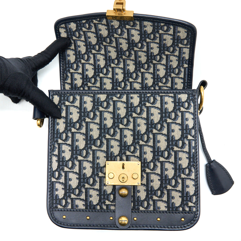 Dior Addict Vertical Messenger Bag Oblique Canvas Blue GHW