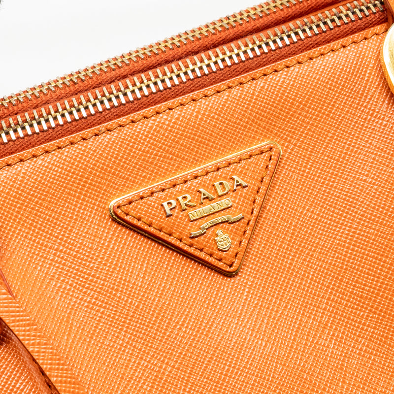 PRADA Large Saffiano Tote Bag Leather Orange GHW