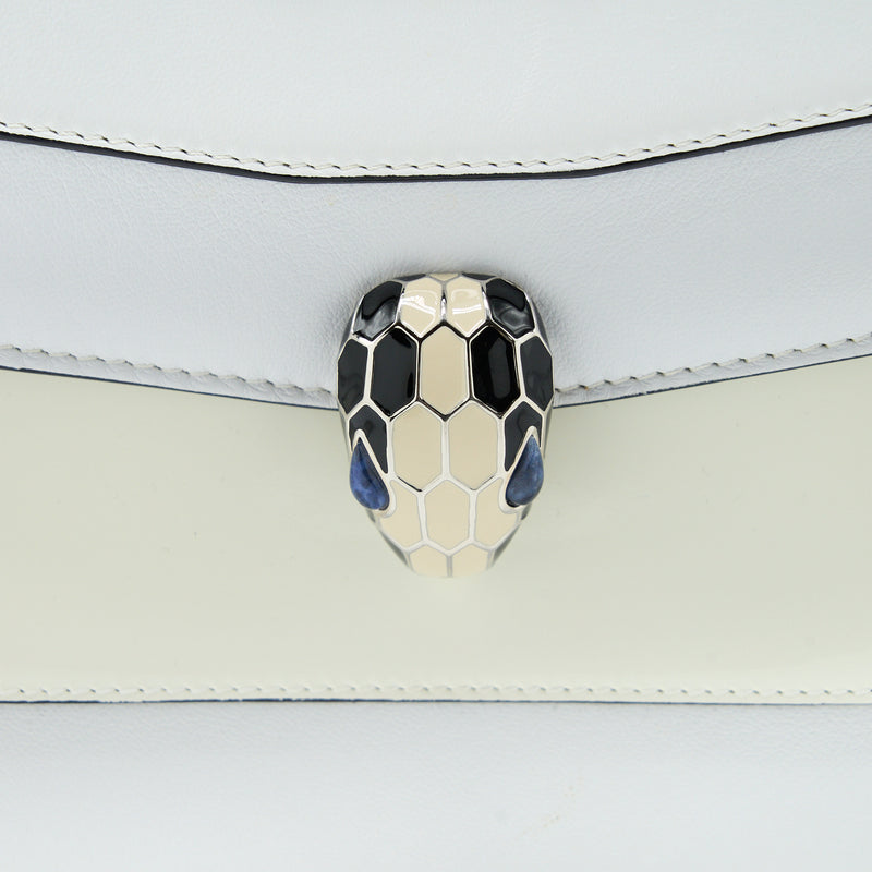 Bvlgari Serpenti Forever Shoulder Bag Patent White SHW