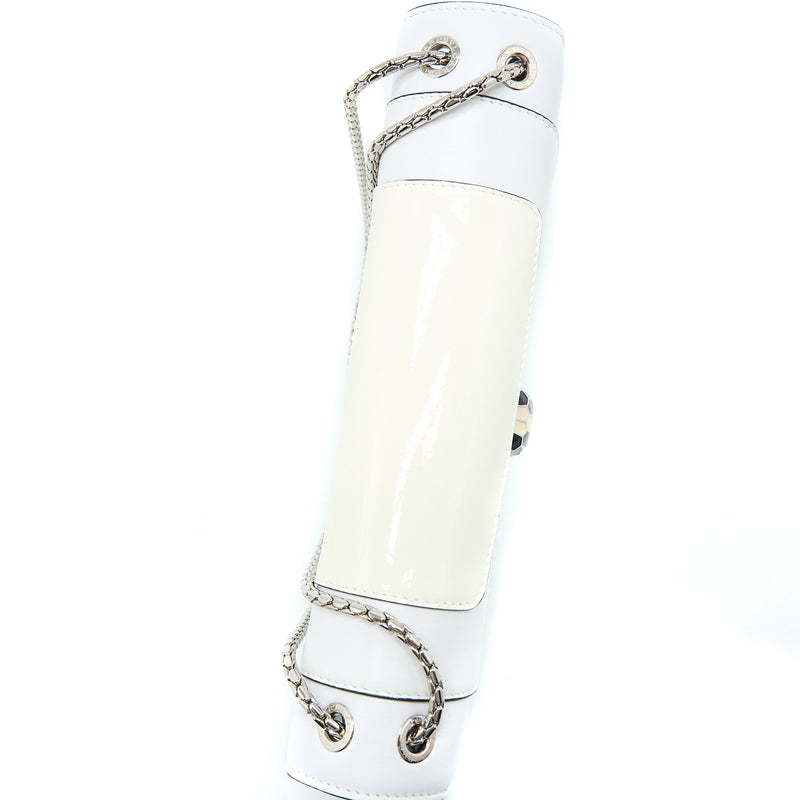 Bvlgari Serpenti Forever Shoulder Bag Patent White SHW