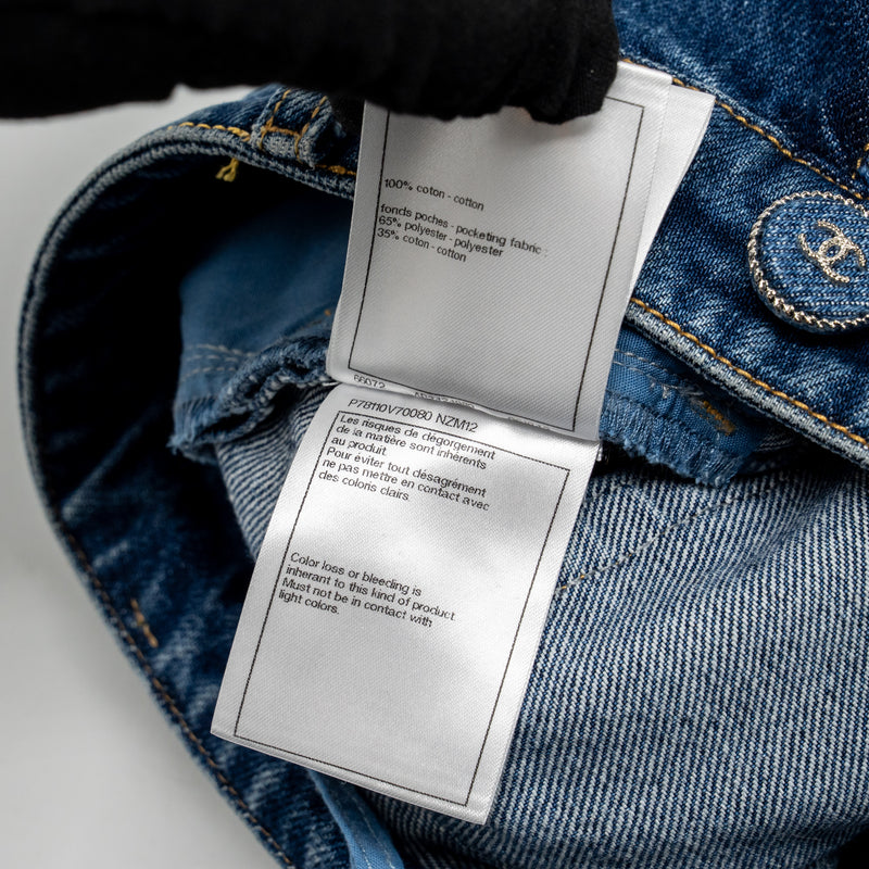 Chanel size 34 coco chanel print denim jeans Cotton blue