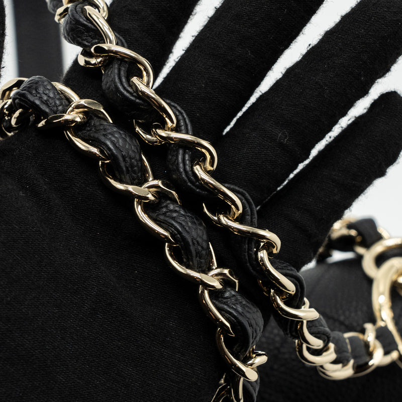 CHANEL FLAP BAG WITH CHAINS HANDLE Quilted CALFSKIN BLACK GHW