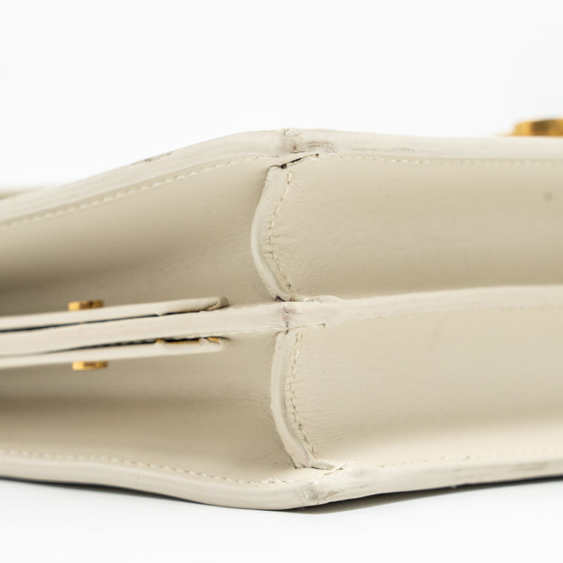 Saint Laurent/YSL Cassandra Chain Wallet Calfskin White GHW