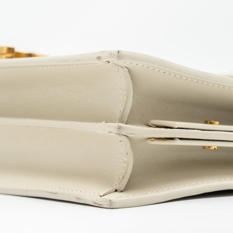 Saint Laurent/YSL Cassandra Chain Wallet Calfskin White GHW