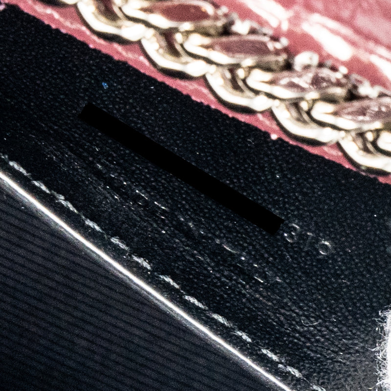 Saint Laurent/YSL Kate Bag Croc Embossed Calfskin Burgundy SHW