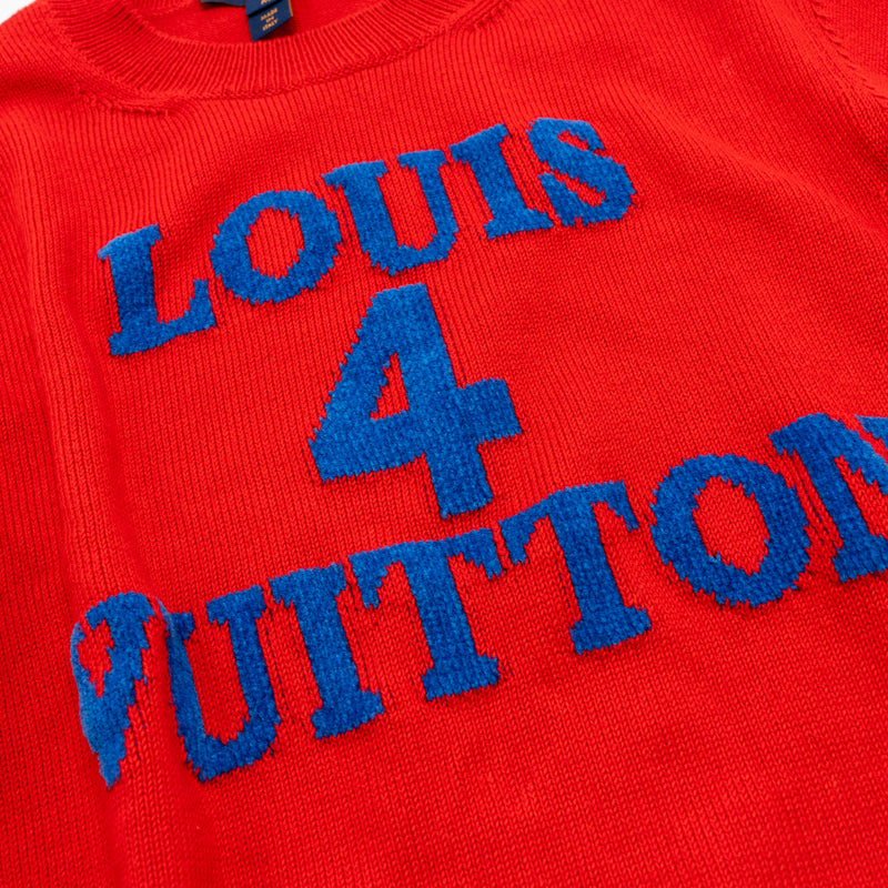 Louis Vuitton Size M Louis 4 Vuitton Sweater Cotton/Cashmere Red/Blue