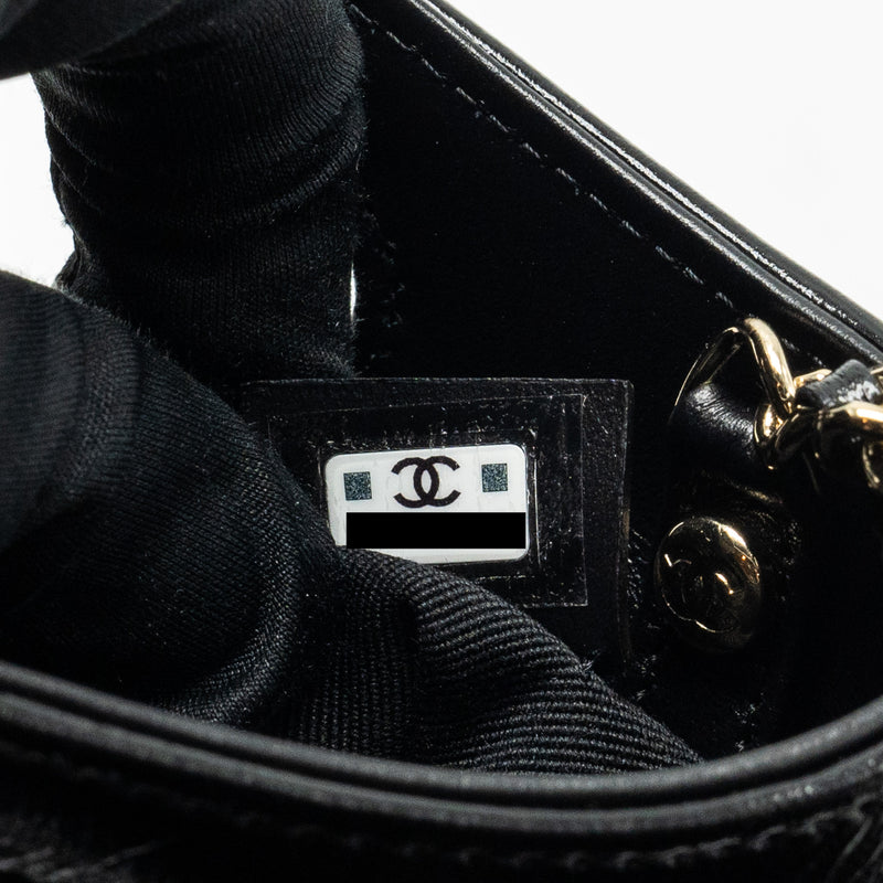 Chanel mini 31 Clutch with Chain Shiny Calfskin Black LGHW (Microchip)