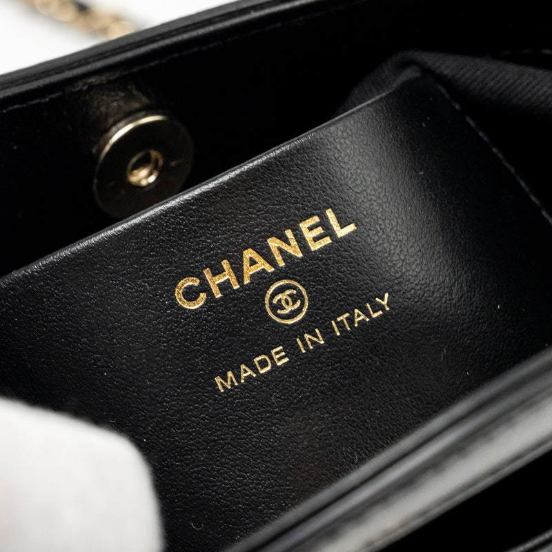 Chanel 24c Mini 31 Clutch With Chain Shiny Calfskin Black LGHW (Microchip)