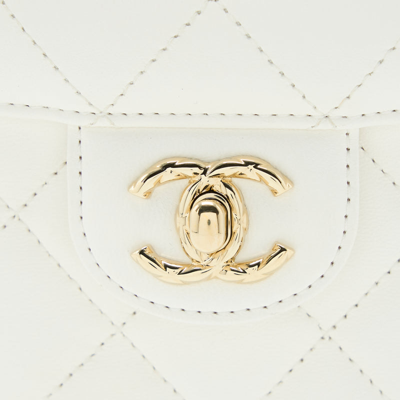 Chanel Small Vanity Case Lambskin White LGHW (Microchip)