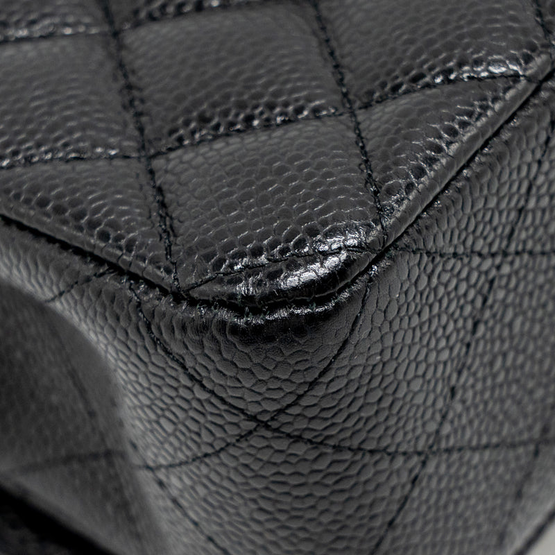 CHANEL Medium Classic Double Flap Bag Caviar Black SHW