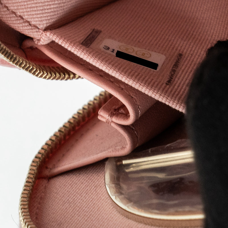 Chanel Top Handle Mini Round Vanity With Chain Caviar Pink LGHW