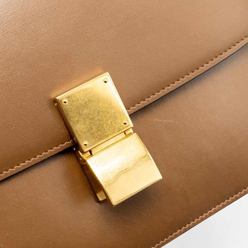 Celine Medium Classic Box Bag Calfskin Brown GHW