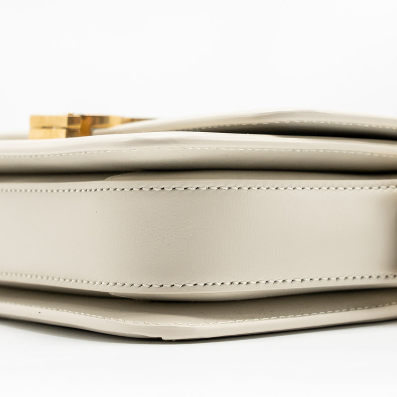 Saint Laurent Small SOlferino Satchel Crossbody Bag Calfskin White GHW