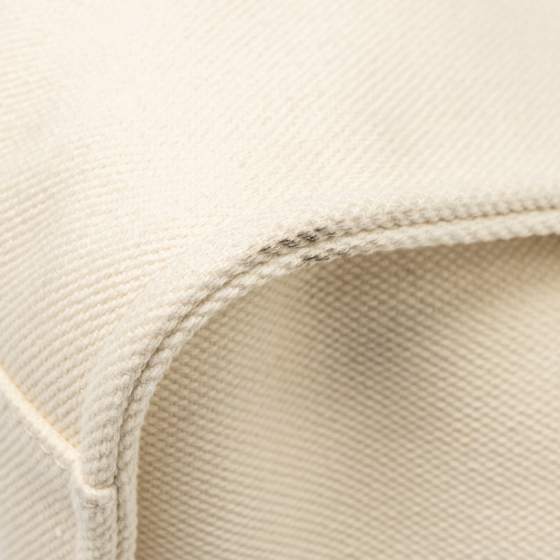 Chanel Deauville Tote Bag with Pearl Logo Fabric/Leather Creamy White/Beige LGHW