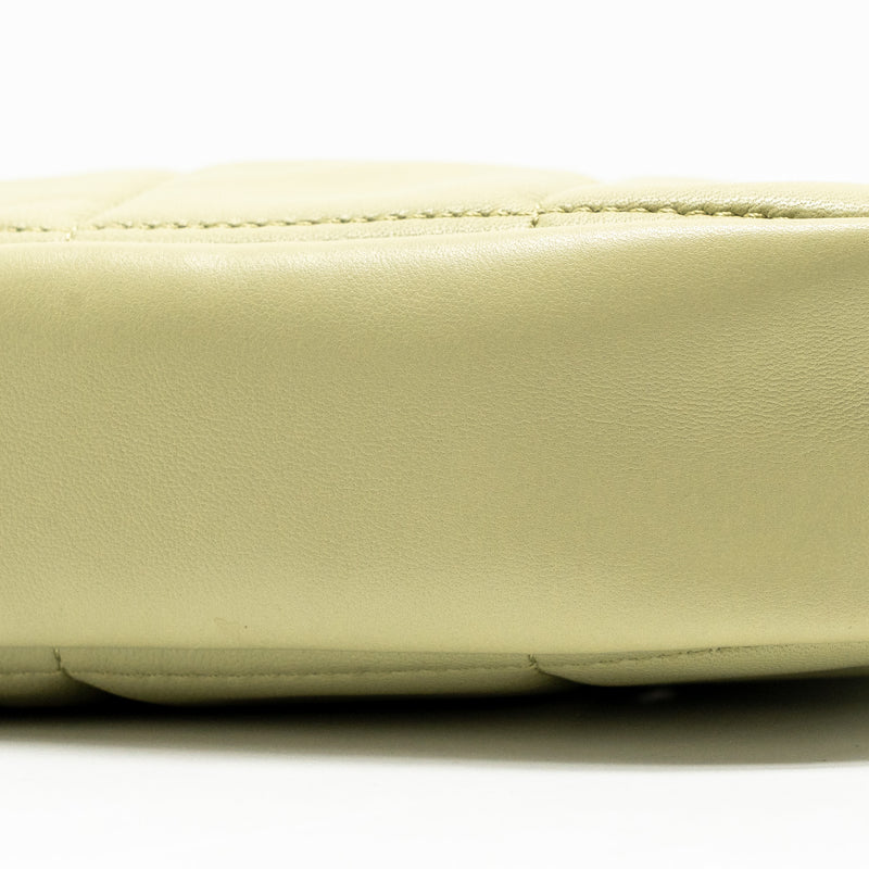 Chanel 20a Diamond Shape Crossbody Bag Quilted Lambskin Light Green GHW