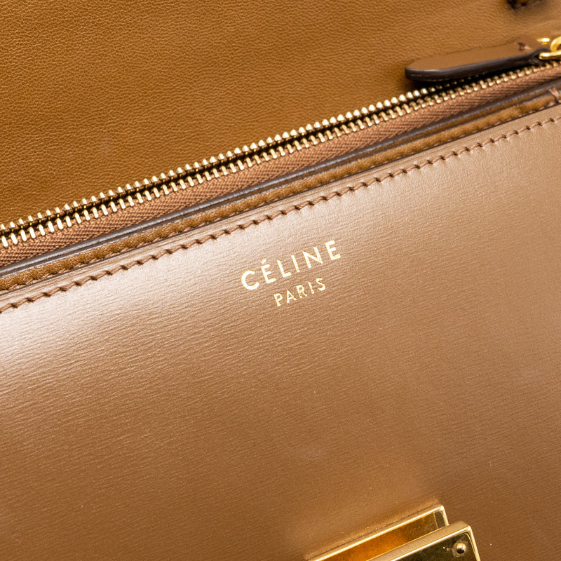 Celine Medium Classic Box Bag Calfskin Brown GHW
