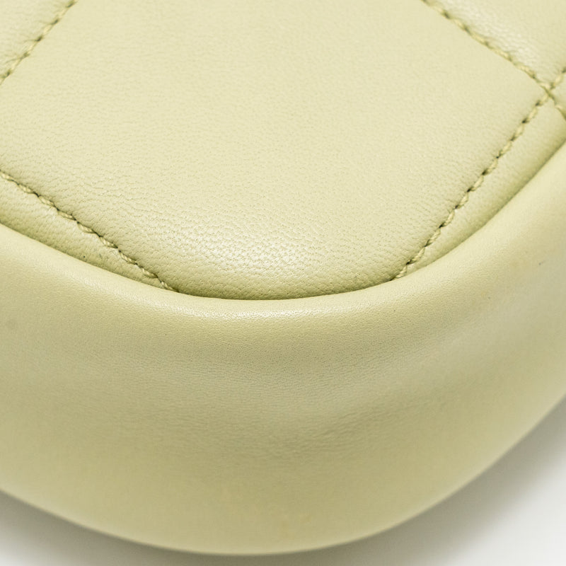 Chanel 20a Diamond Shape Crossbody Bag Quilted Lambskin Light Green GHW