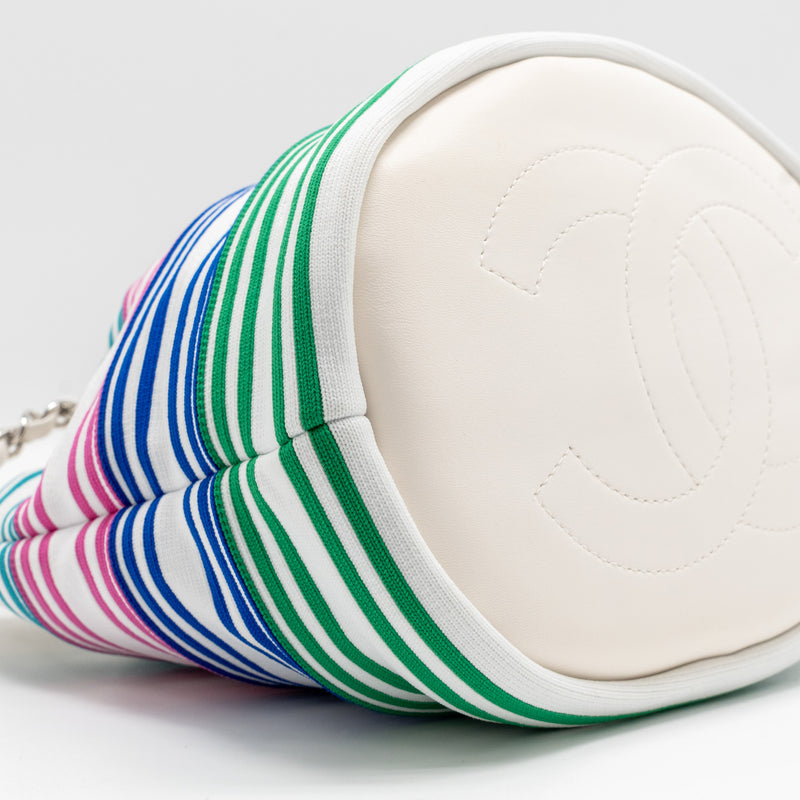 Chanel Venice Biarritz Drawstring Bucket Bag Fabric/Lambskin White/Multicolour SHW