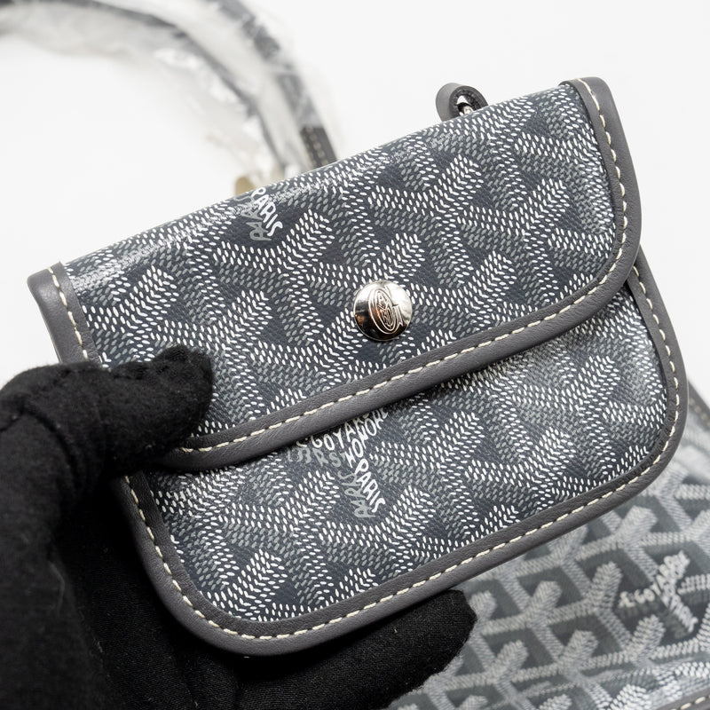 Goyard Mini Anjou Tote Bag Goyardine Canvas Grey SHW