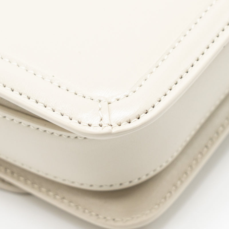Saint Laurent Small SOlferino Satchel Crossbody Bag Calfskin White GHW