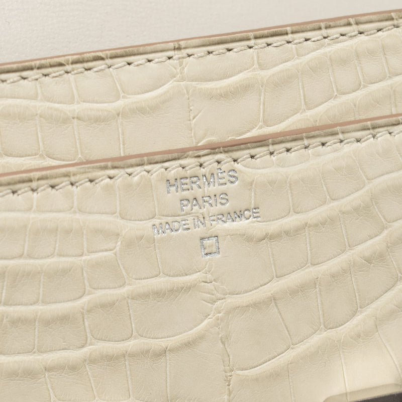 Hermes Constance to go Matte alligator Mississippiensis 8L beton SHW stamp U