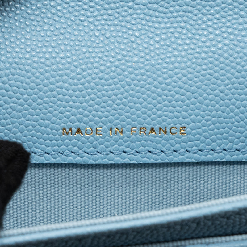 Chanel Classic Flap Card Holder Caviar Blue LGHW