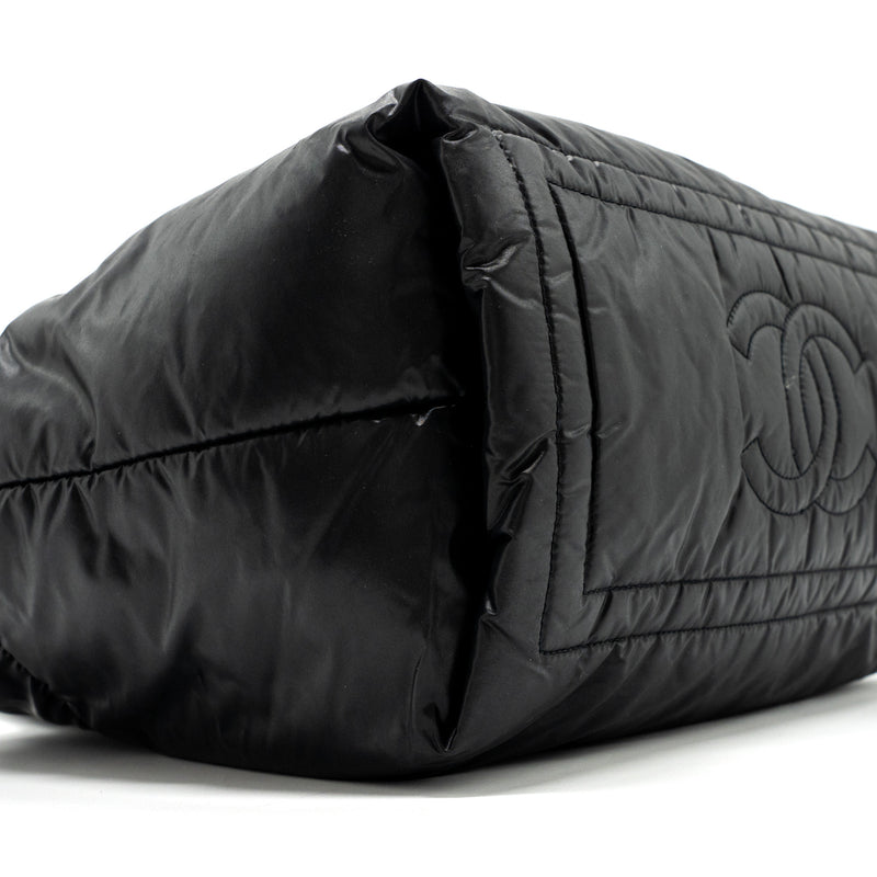 Chanel small puffy Down tote bag nylon black SHW