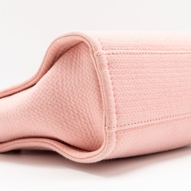 CHANEL DEAUVILLE PM TOTE BAG CANVAS PINK SHW (MICROCHIP)