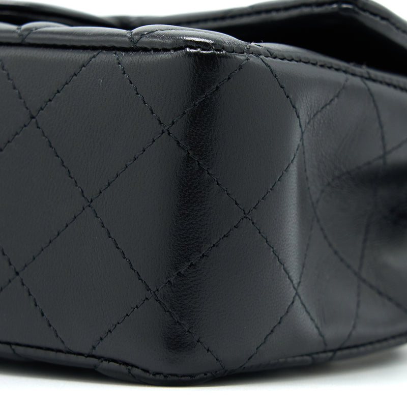 Chanel Classic Mini Rectangular Flap Bag Lambskin Black LGHW (Microchip)